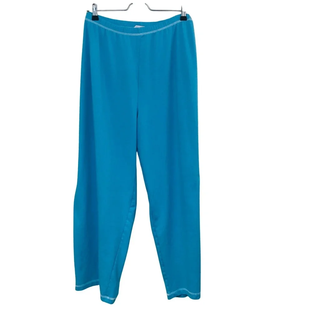 Quacker Factory‎ French Terry Pants Womens 2X Casual Top Stitch Pull On Blue